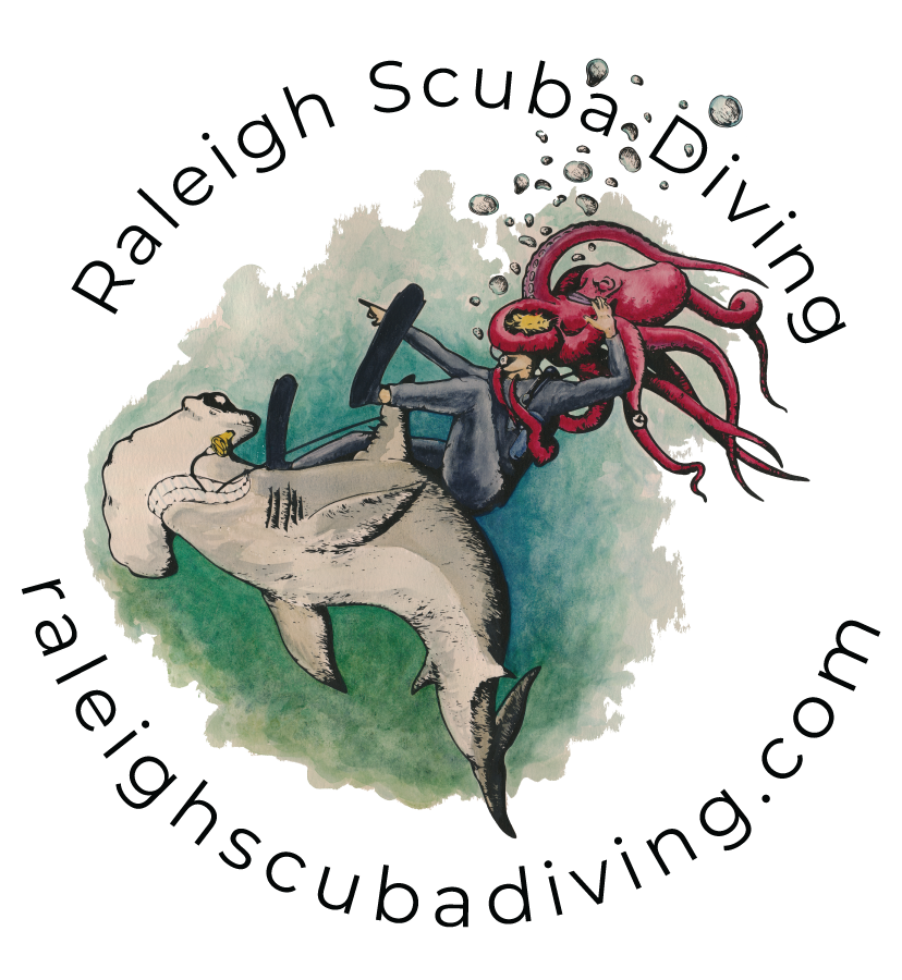 Raleigh scuba diving mascot logo